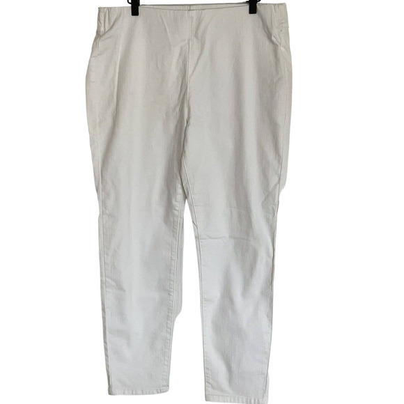Soft Surroundings Size‎ L Ultimate Denim Pull On White Skinny Jeans Style #2CM92 - Picture 1 of 9
